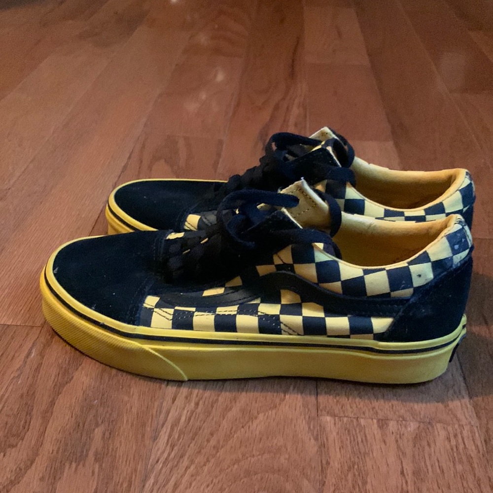 Mens Black and Yellow Checkerboard Vans